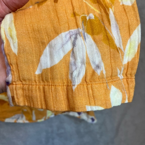 Soft Surroundings Pauleena Gauzy Orange Floral Asian Blouse Top Sz L Buttons - Picture 8 of 15